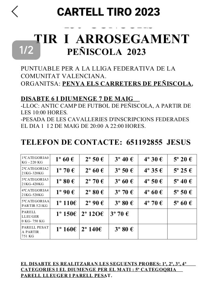 Tir Peñíscola 2023 – Dissabte 6 i Diumenge 7 de Maig