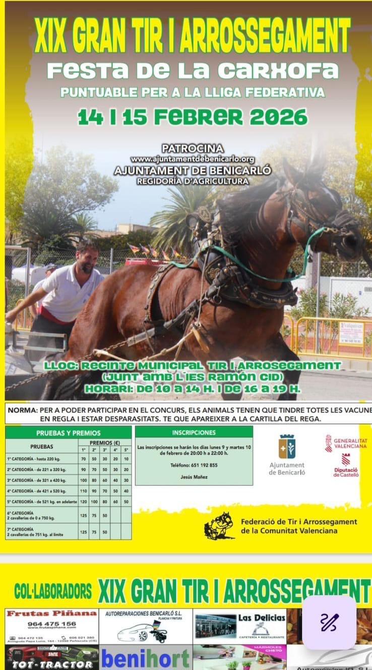 TIR BENICARLÓ – DIES 14 I 15 DE FEBRER DEL 2026