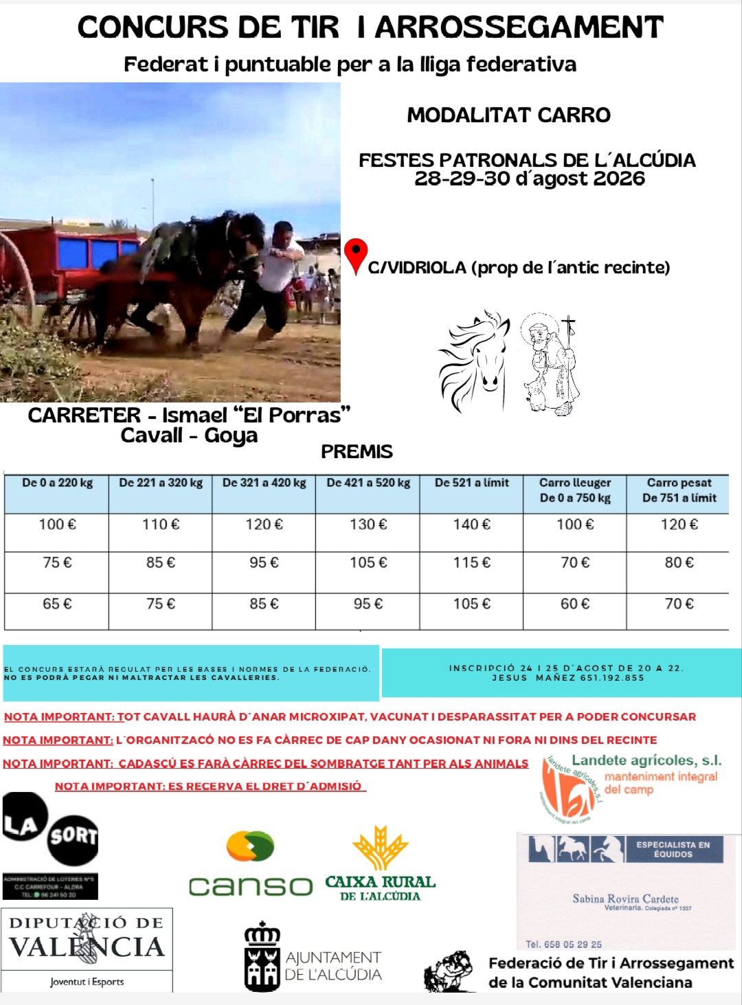 Tir i Arrossegament – La Alcúdia – Festes patronals del 28 al 30 d’agost 2026